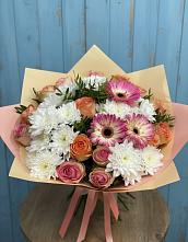 Букет цветов из:  Розы, Герберы и Хризантемы в Ситне-Щелканово