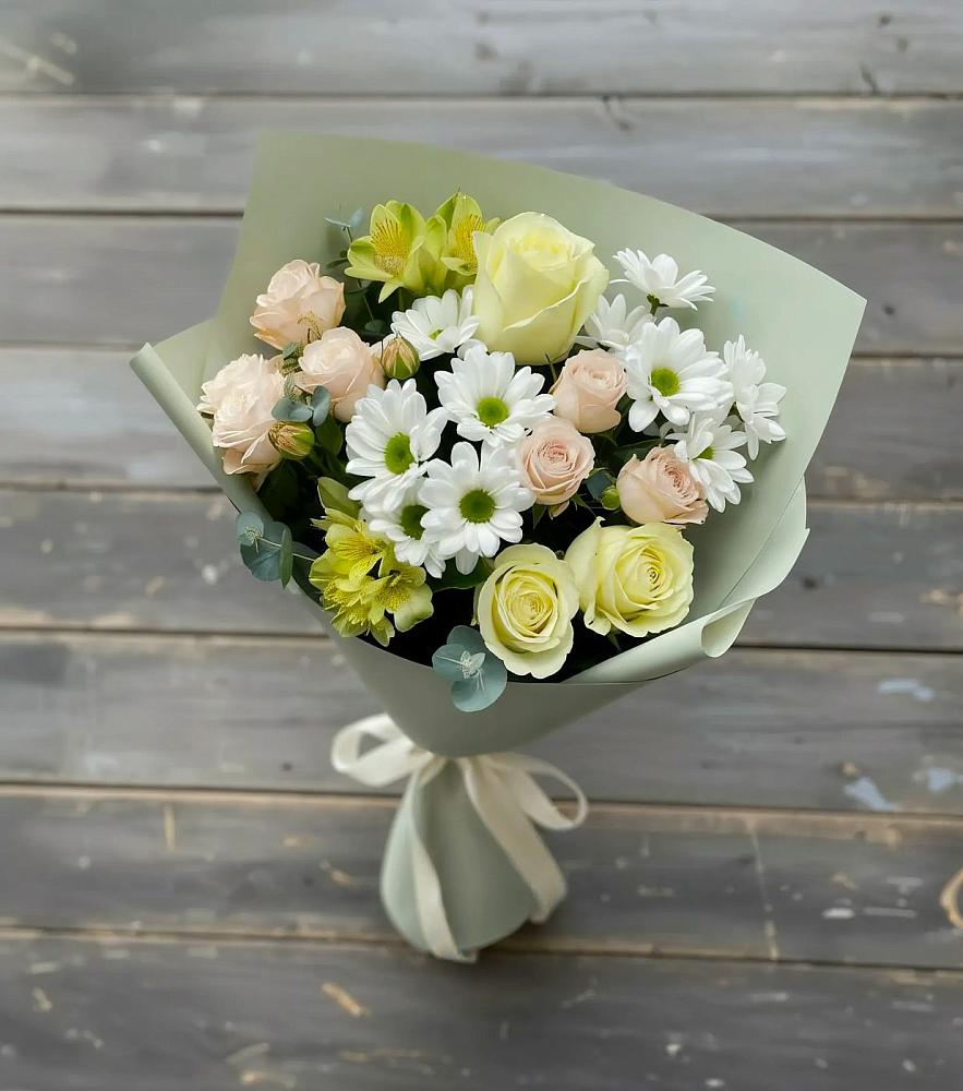 Букет цветов из: Альстромерии, Розы и Хризантемы в Ситне-Щелканово