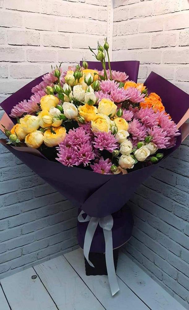 Букет цветов из: Хризантемы и Розы в Ситне-Щелканово