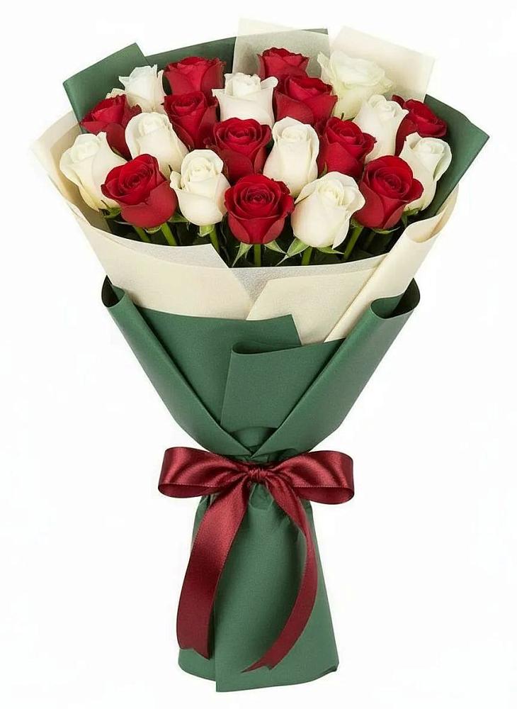 Букет Микс из красных и белых роз в Ситне-Щелканово