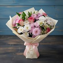 Букет цветов из:  Хризантемы, Альстромерии и Розы в Ситне-Щелканово