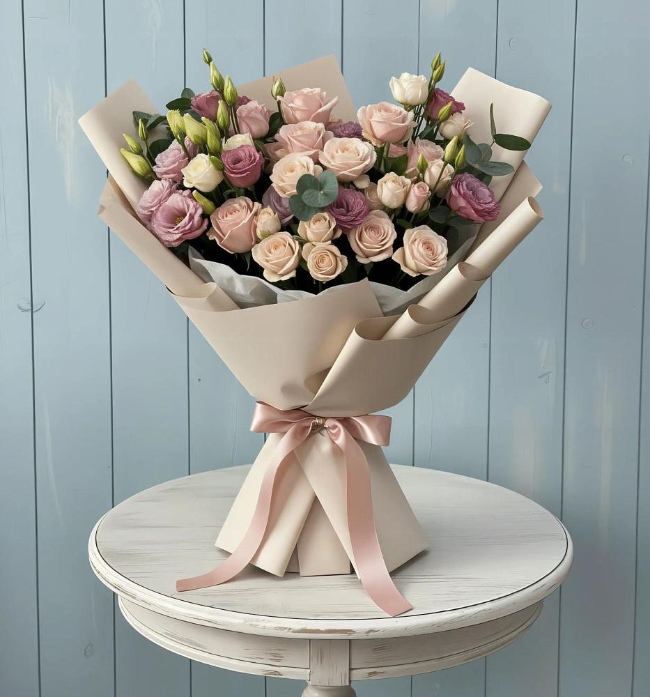 Букет цветов из: Розы и Лизиантусы в Ситне-Щелканово