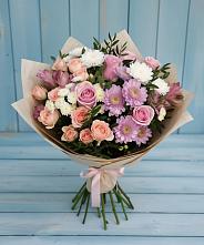 Букет цветов из:  Хризантемы, Розы и Альстромерии в Ситне-Щелканово