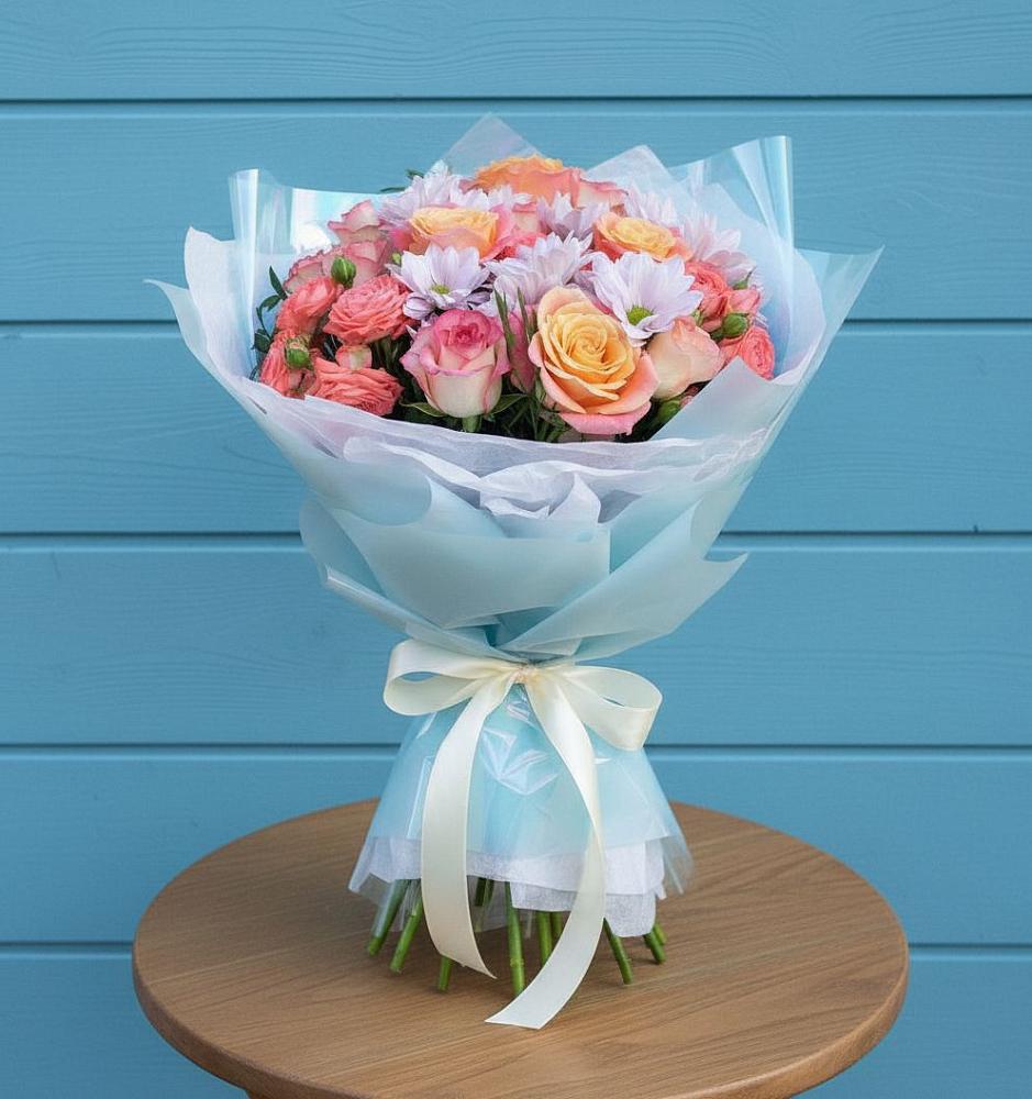 Букет цветов из: Хризантемы и Розы в Ситне-Щелканово