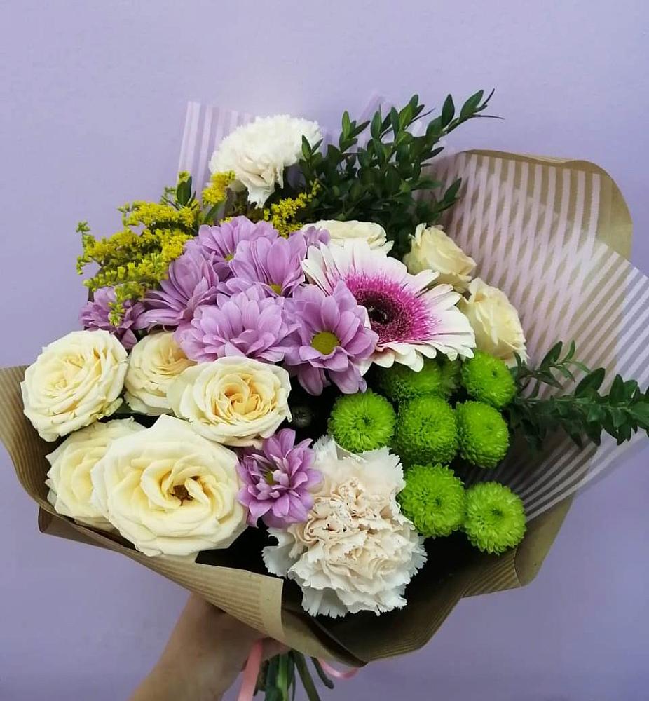 Букет цветов из: Хризантемы, Розы, Гвоздики и Герберы в Ситне-Щелканово