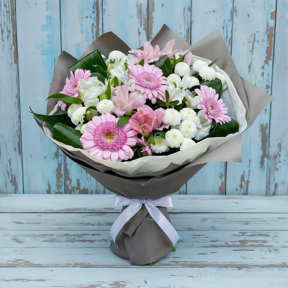 Букет цветов из: Герберы, Альстромерии и Хризантемы в Ситне-Щелканово