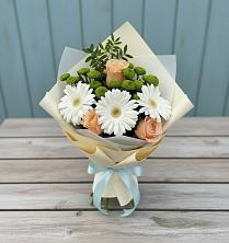 Букет цветов из:  Герберы, Розы и Хризантемы в Ситне-Щелканово