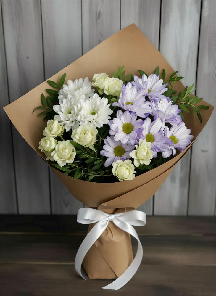 Букет цветов из: Хризантемы и Розы в Ситне-Щелканово