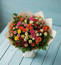 Букет Микс из разноцветных кустовых роз в Ситне-Щелканово