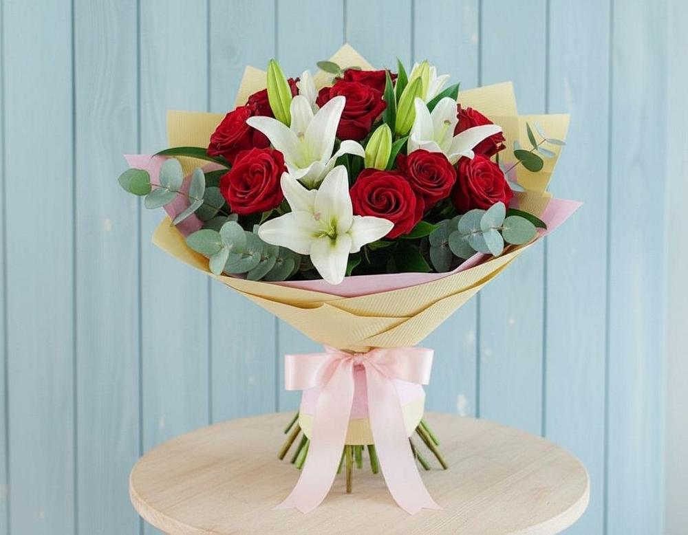 Букет цветов из: Лилии и Розы в Ситне-Щелканово